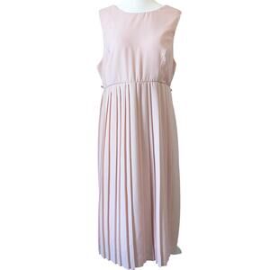 ASOS Maternity Blush Pink Midi Sleeveless Pleated Overlay Formal Dress Size 8